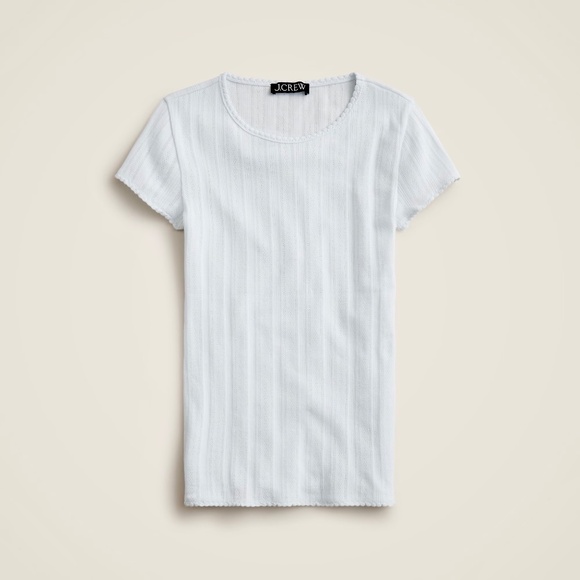 NWT! J. CREW Pointelle Short Sleeve T-Shirt Top Ocean Air Light Blue Medium - Picture 11 of 15